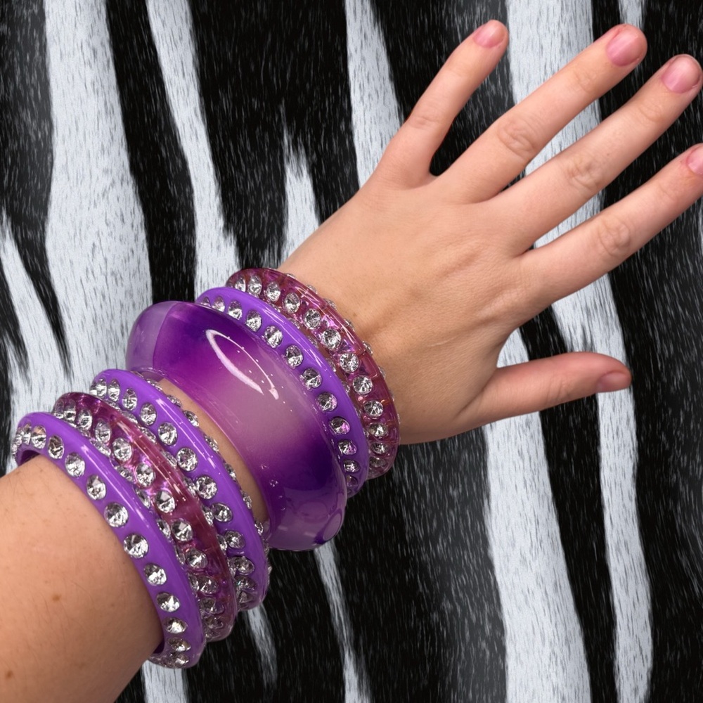 Deadstock Purple Crystal-Studded Bangle Set